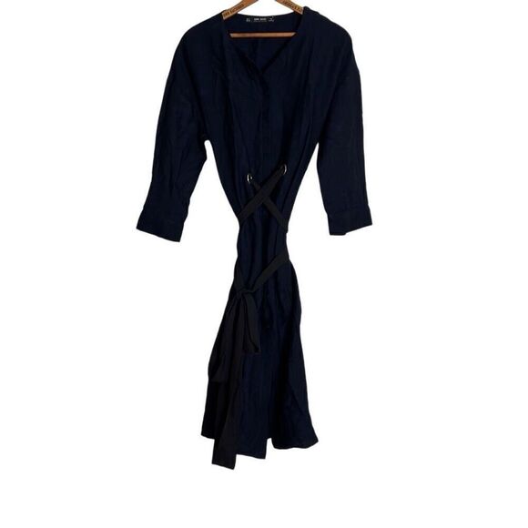 Zara Basic Collection Belted Midi Dress - Picture 1 of 6